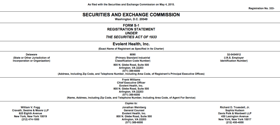 Evolent Health S1 Filing